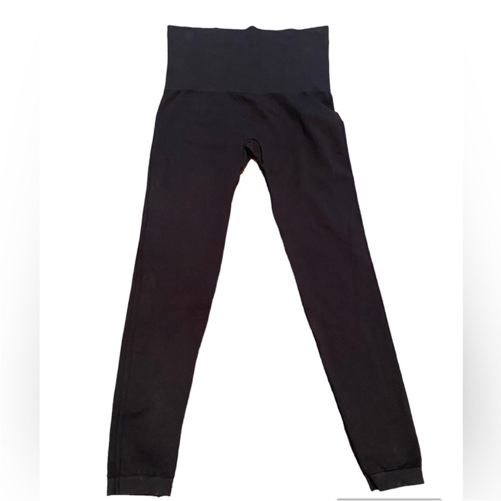 SPANX M Ribbed Look At Me Now Seamless Leggings Black Full Length